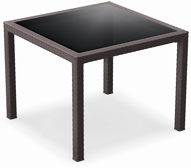 Mesa esplanada para hotelaria profissional, construída em RATTAN PVC, preparada para utilização em espaços exteriores, disponível em várias cores.
