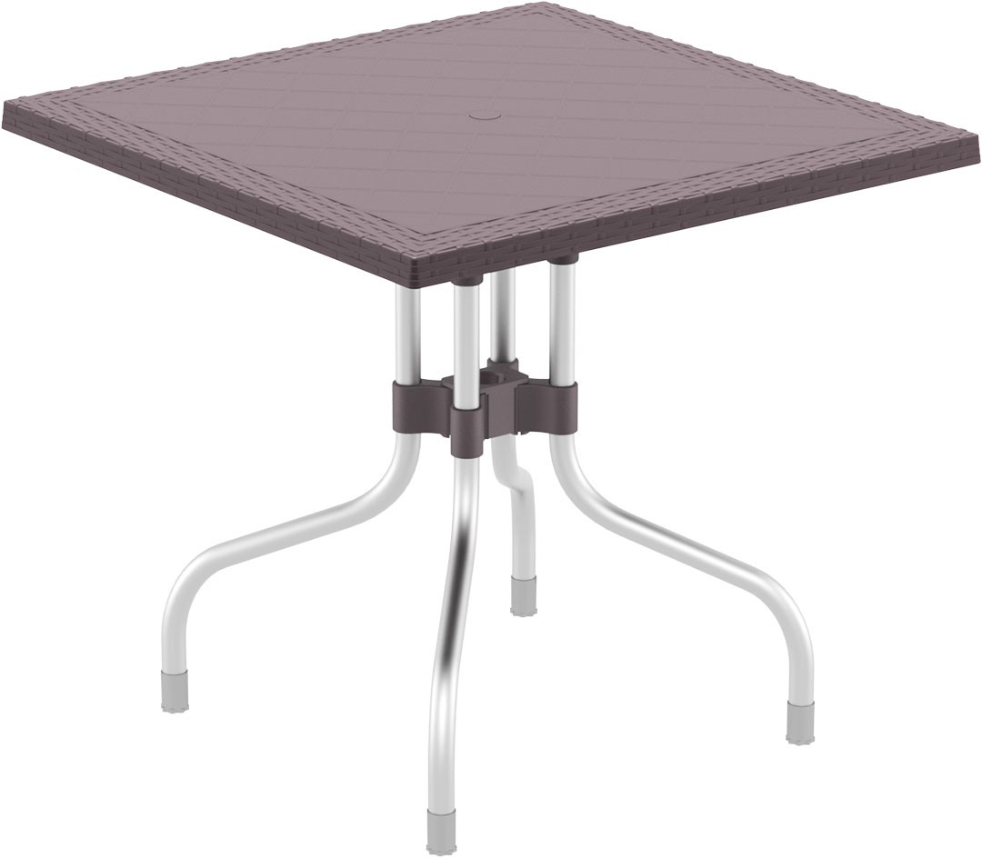 Mesa esplanada para hotelaria profissional, construída em RATTAN PVC, preparada para utilização em espaços exteriores, disponível em várias cores.