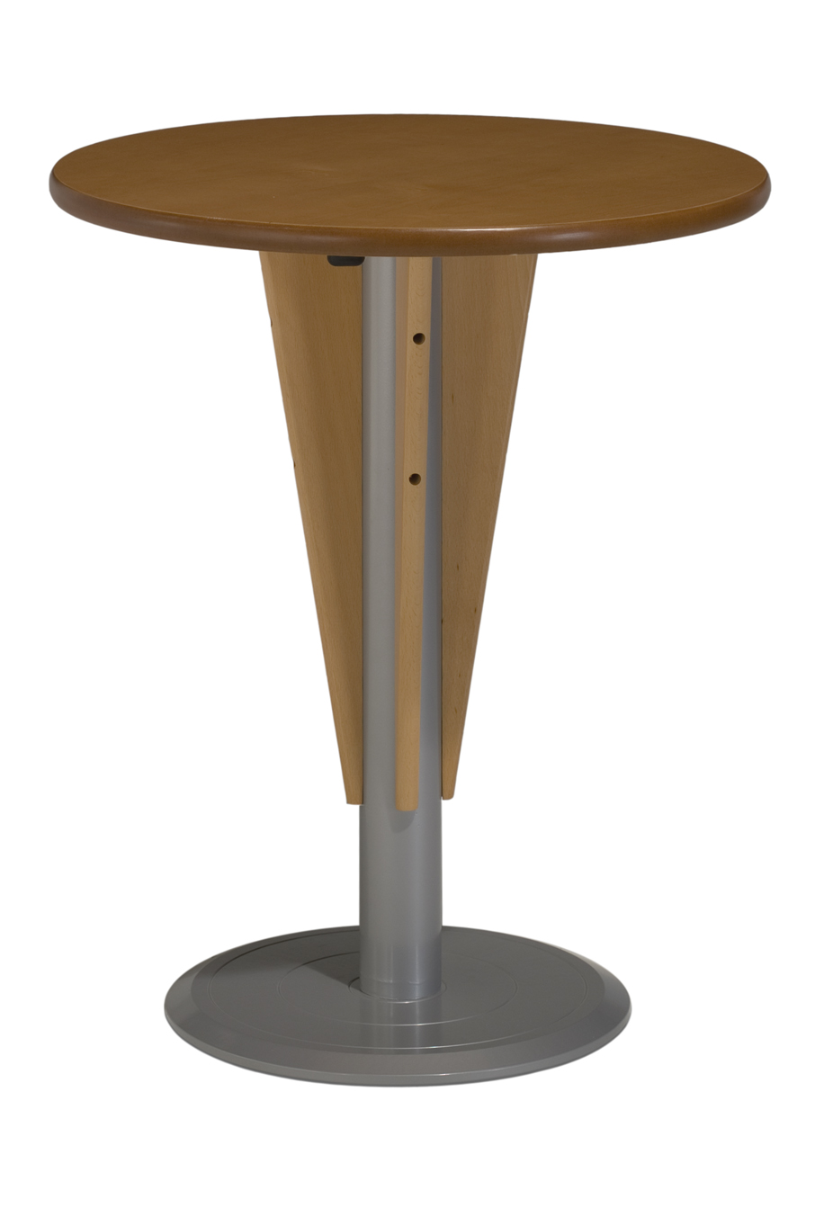 Mesa coluna central para hotelaria profissional com estrutura metálica e prumo madeira, disponível com varias medidas, tonalidades , formatos e categorias de tampos