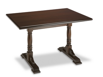 Mesa coluna central para hotelaria profissional com estrutura metálica e prumo madeira, disponível com varias medidas, tonalidades , formatos e categorias de tampos