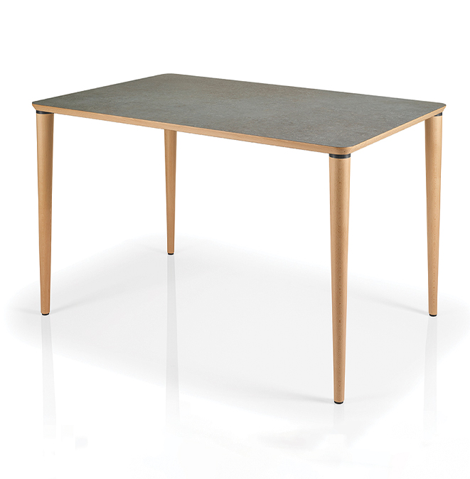 Mesa coluna central para hotelaria profissional com estrutura metálica e prumo madeira, disponível com varias medidas, tonalidades , formatos e categorias de tampos